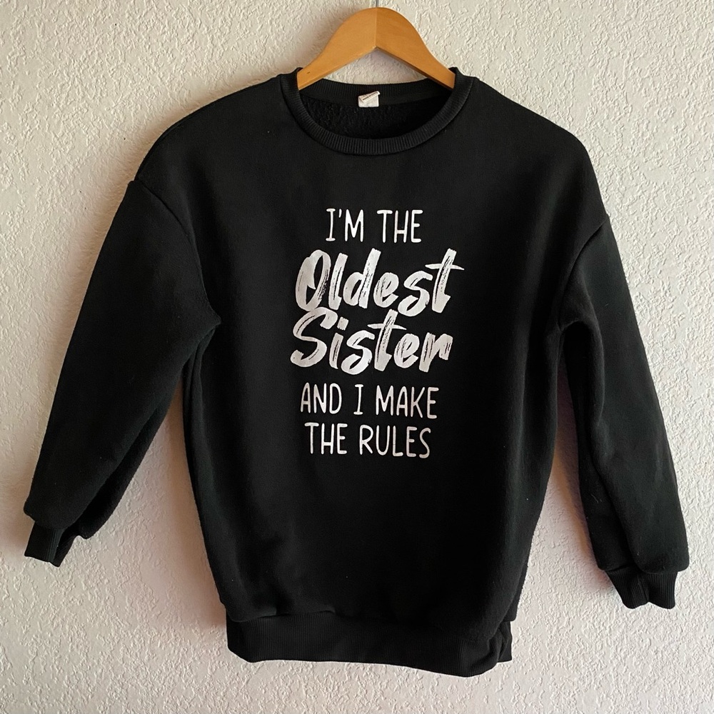 Black Sweatshirt with White Text